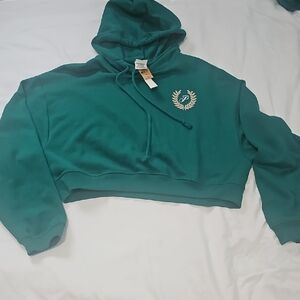 PINK Victoria's Secret Green Cropped Boxy Hoodie